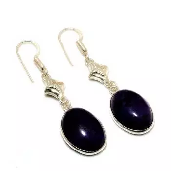 Ювелирные серьги ручной работы с аметистом 925 пробы, посеребренные, 1,89 дюйма