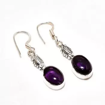 Ювелирные серьги ручной работы с аметистом, посеребренные 925 пробы, 1,70 дюйма