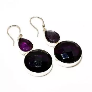Ювелирные серьги ручной работы с аметистом, посеребренные 925 пробы, 2,08 дюйма