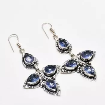 Ювелирные серьги ручной работы с аметистом, посеребренные 925 пробы, 2,65 дюйма