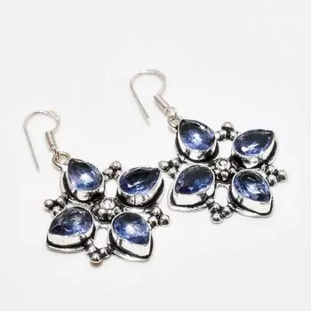 Ювелирные серьги ручной работы с аметистом, посеребренные 925 пробы, 1,89 дюйма