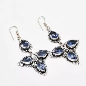 Ювелирные серьги ручной работы с аметистом, посеребренные 925 пробы, 2,65 дюйма