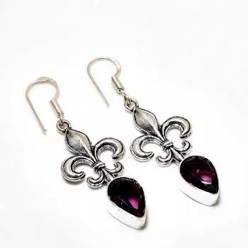Ювелирные серьги ручной работы с аметистом, посеребренные 925 пробы, 1,96 дюйма