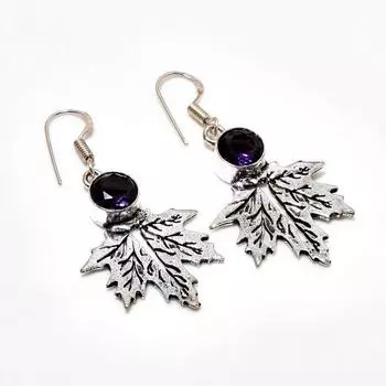 Ювелирные серьги ручной работы с аметистом, посеребренные 925 пробы, 1,89 дюйма