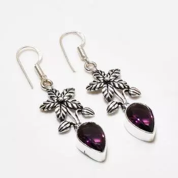 Ювелирные серьги ручной работы с аметистом, посеребренные 925 пробы, 1,89 дюйма