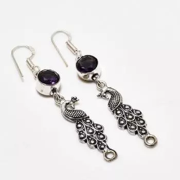 Ювелирные серьги ручной работы с аметистом, посеребренные 925 пробы, 2,38 дюйма