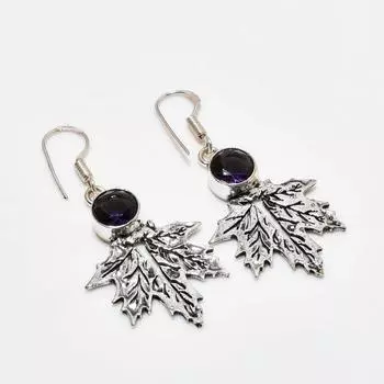 Ювелирные серьги ручной работы с аметистом, посеребренные 925 пробы, 1,89 дюйма