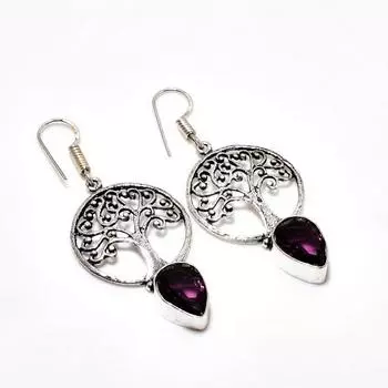 Ювелирные серьги ручной работы с аметистом, посеребренные 925 пробы, 2,08 дюйма