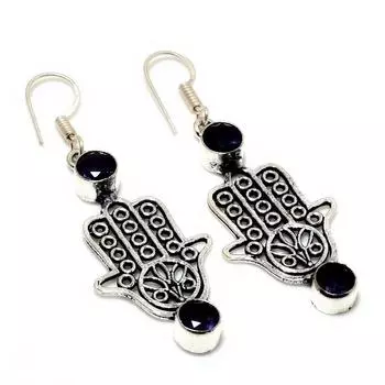 Ювелирные серьги ручной работы с аметистом 925 пробы, посеребренные, 2,08 дюйма