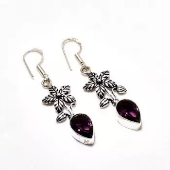 Ювелирные серьги ручной работы с аметистом, посеребренные 925 пробы, 2,08 дюйма
