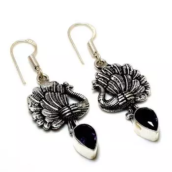 Ювелирные серьги ручной работы с аметистом 925 пробы, посеребренные, 1,89 дюйма