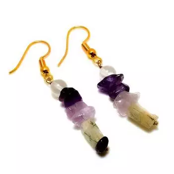 Ювелирные серьги ручной работы с аметистом и пренитом 925 пробы, посеребренные, 1,89 дюйма