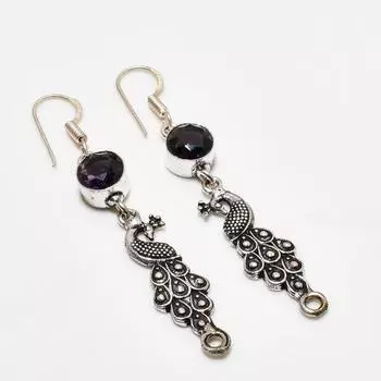 Ювелирные серьги ручной работы с аметистом, посеребренные 925 пробы, 2,38 дюйма