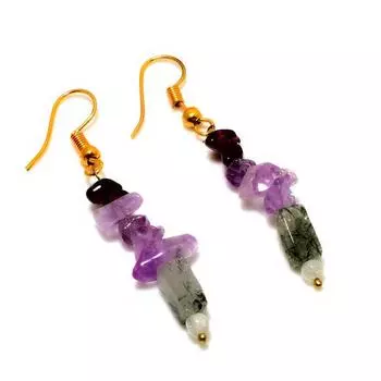 Ювелирные серьги ручной работы с аметистом и пренитом 925 пробы, посеребренные, 1,89 дюйма