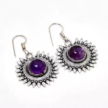Ювелирные серьги ручной работы с аметистом, посеребренные 925 пробы, 1,51 дюйма