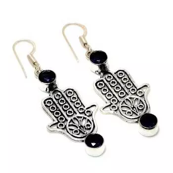 Ювелирные серьги ручной работы с аметистом 925 пробы, посеребренные, 2,08 дюйма