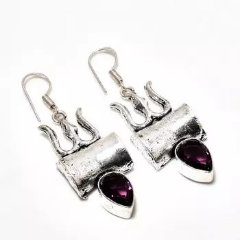 Ювелирные серьги ручной работы с аметистом, посеребренные 925 пробы, 2,08 дюйма