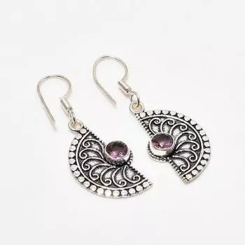 Ювелирные серьги ручной работы с аметистом, посеребренные 925 пробы, 1,51 дюйма