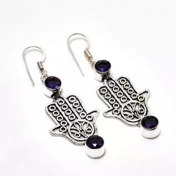 Ювелирные серьги ручной работы с аметистом, посеребренные 925 пробы, 2,08 дюйма