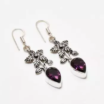 Ювелирные серьги ручной работы с аметистом, посеребренные 925 пробы, 1,89 дюйма