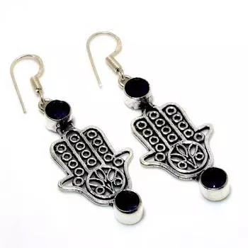 Ювелирные серьги ручной работы с аметистом 925 пробы, посеребренные, 2,08 дюйма