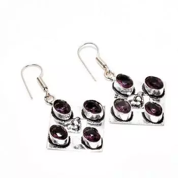Ювелирные серьги ручной работы с аметистом, посеребренные 925 пробы, 1,89 дюйма