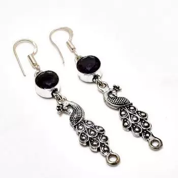 Ювелирные серьги ручной работы с аметистом, посеребренные 925 пробы, 2,46 дюйма