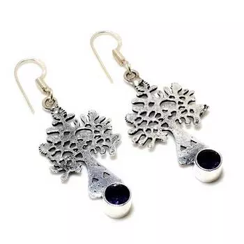 Ювелирные серьги ручной работы с аметистом 925 пробы, посеребренные, 2,08 дюйма