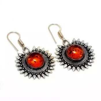 Ювелирные серьги ручной работы с балтийским янтарем 925 пробы, посеребренные, 1,51 дюйма