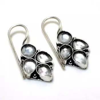 Ювелирные серьги ручной работы с белым топазом 925 пробы, посеребренные, 1,13 дюйма