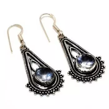 Ювелирные серьги ручной работы с белым топазом 925 пробы, посеребренные, 1,89 дюйма