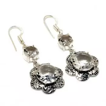 Ювелирные серьги ручной работы с белым топазом 925 пробы, посеребренные, 1,89 дюйма