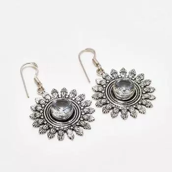 Ювелирные серьги ручной работы с белым топазом, посеребренные 925 пробы, 1,89 дюйма