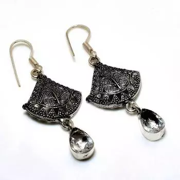 Ювелирные серьги ручной работы с белым топазом 925 пробы, посеребренные, 2,12 дюйма