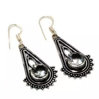 Ювелирные серьги ручной работы с белым топазом 925 пробы, посеребренные, 1,89 дюйма