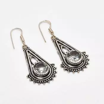 Ювелирные серьги ручной работы с белым топазом, посеребренные 925 пробы, 1,89 дюйма