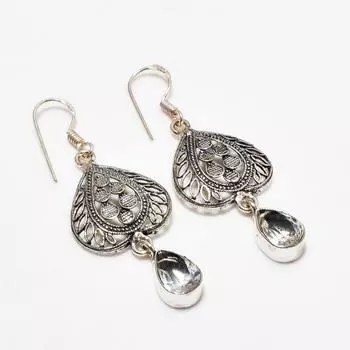 Ювелирные серьги ручной работы с белым топазом, посеребренные 925 пробы, 1,89 дюйма