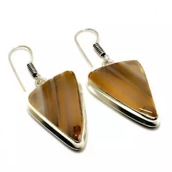 Ювелирные серьги ручной работы с ботсванским агатом 925 пробы, посеребренные, 1,70 дюйма