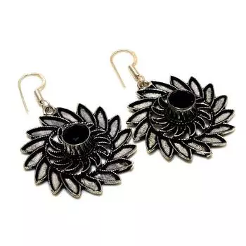 Ювелирные серьги ручной работы с черной шпинелью 925 пробы, посеребренные, 1,89 дюйма