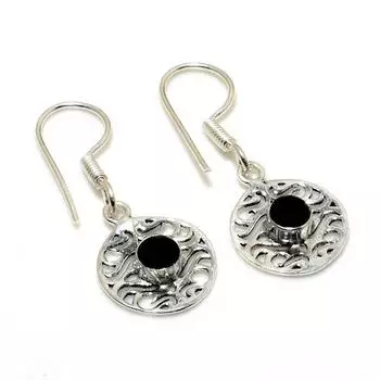 Ювелирные серьги ручной работы с черной шпинелью 925 пробы, посеребренные, 1,32 дюйма