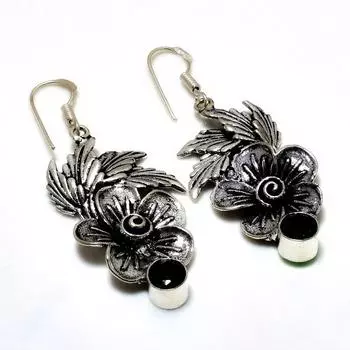 Ювелирные серьги ручной работы с черной шпинелью 925 пробы, посеребренные, 2,08 дюйма