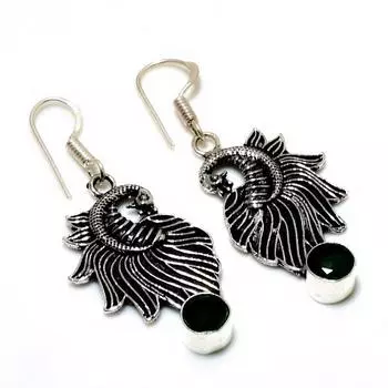 Ювелирные серьги ручной работы с черной шпинелью 925 пробы, посеребренные, 1,89 дюйма