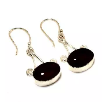 Ювелирные серьги ручной работы с черным ониксом 925 пробы, посеребренные, 1,51 дюйма