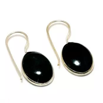 Ювелирные серьги ручной работы с черным ониксом 925 пробы, посеребренные, 1,51 дюйма
