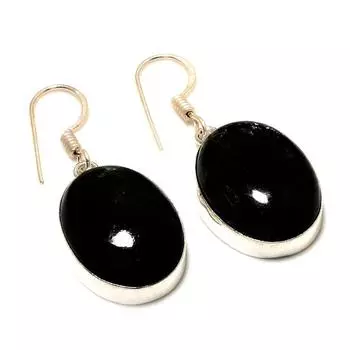 Ювелирные серьги ручной работы с черным ониксом 925 пробы, посеребренные, 1,51 дюйма