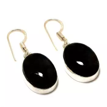 Ювелирные серьги ручной работы с черным ониксом 925 пробы, посеребренные, 1,51 дюйма