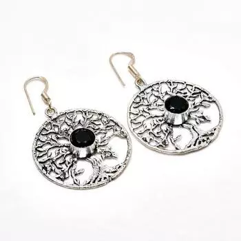 Ювелирные серьги ручной работы с черным шпинелем, посеребренные 925 пробы, 1,89 дюйма