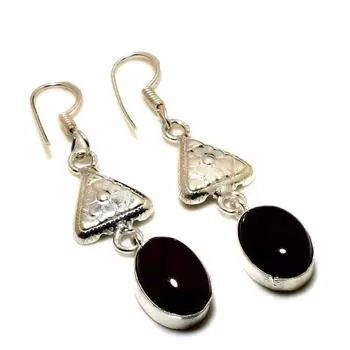 Ювелирные серьги ручной работы с черным ониксом 925 пробы, посеребренные, 2,08 дюйма