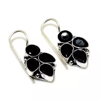 Ювелирные серьги ручной работы с черным шпинелем 925 пробы, посеребренные, 1,51 дюйма