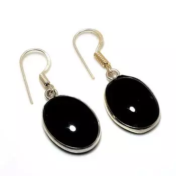 Ювелирные серьги ручной работы с черным ониксом 925 пробы, посеребренные, 1,51 дюйма